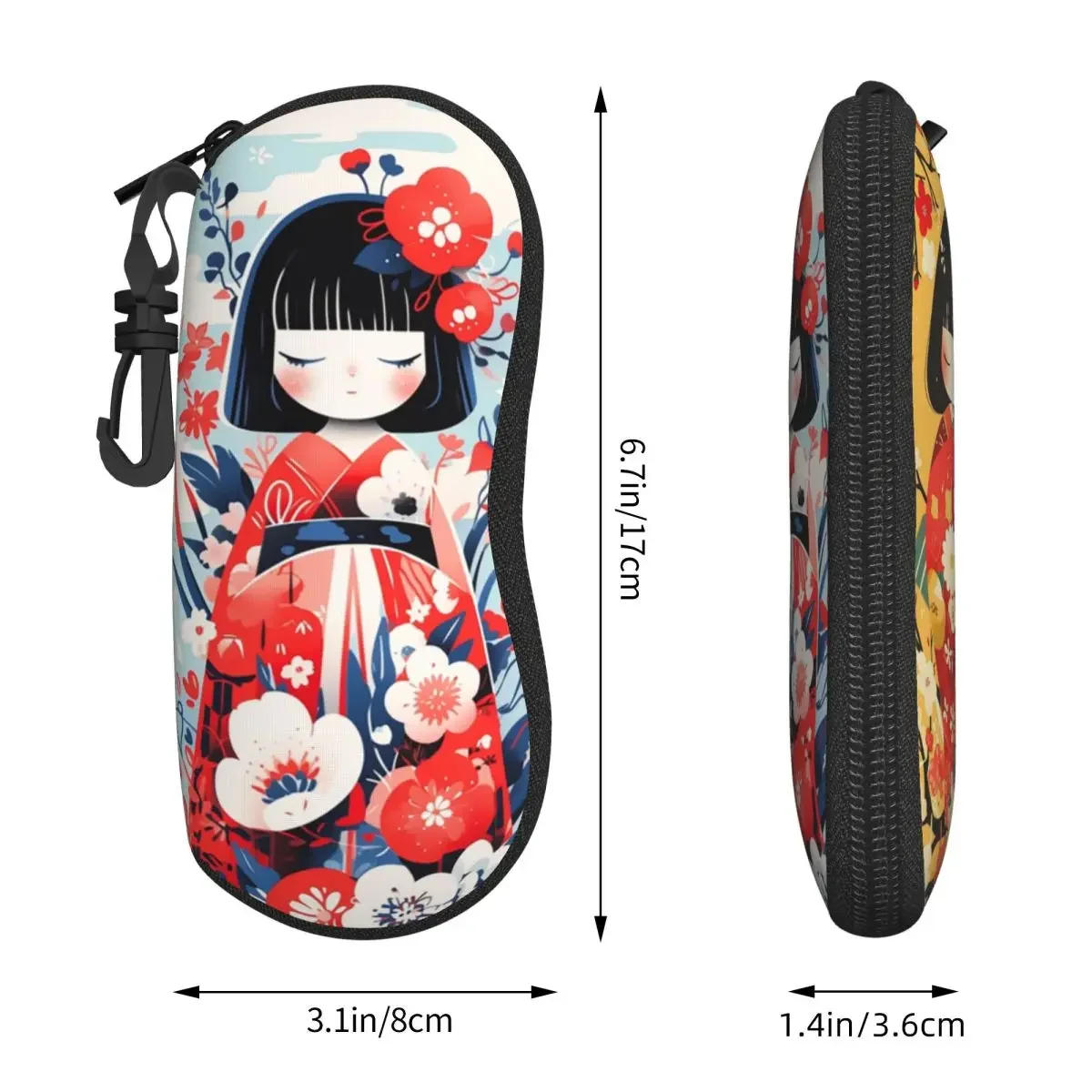 Sakura Japanese Girl Kokeshi Doll Glasses Case Fashion Shell Eyeglasses Case Sunglasses Box