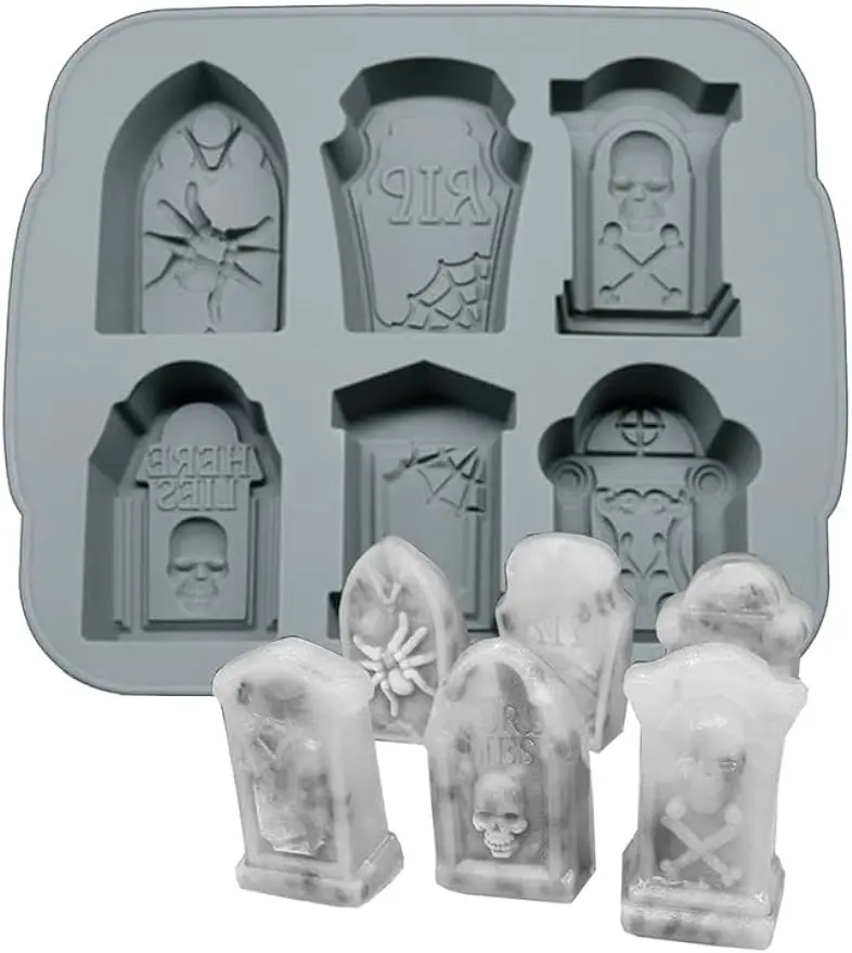 Ice Cube Maker 3D Silicone Tombstone Ice Cube Tray Halloween Cake Decoration Baking Tool Kitchen Accessories