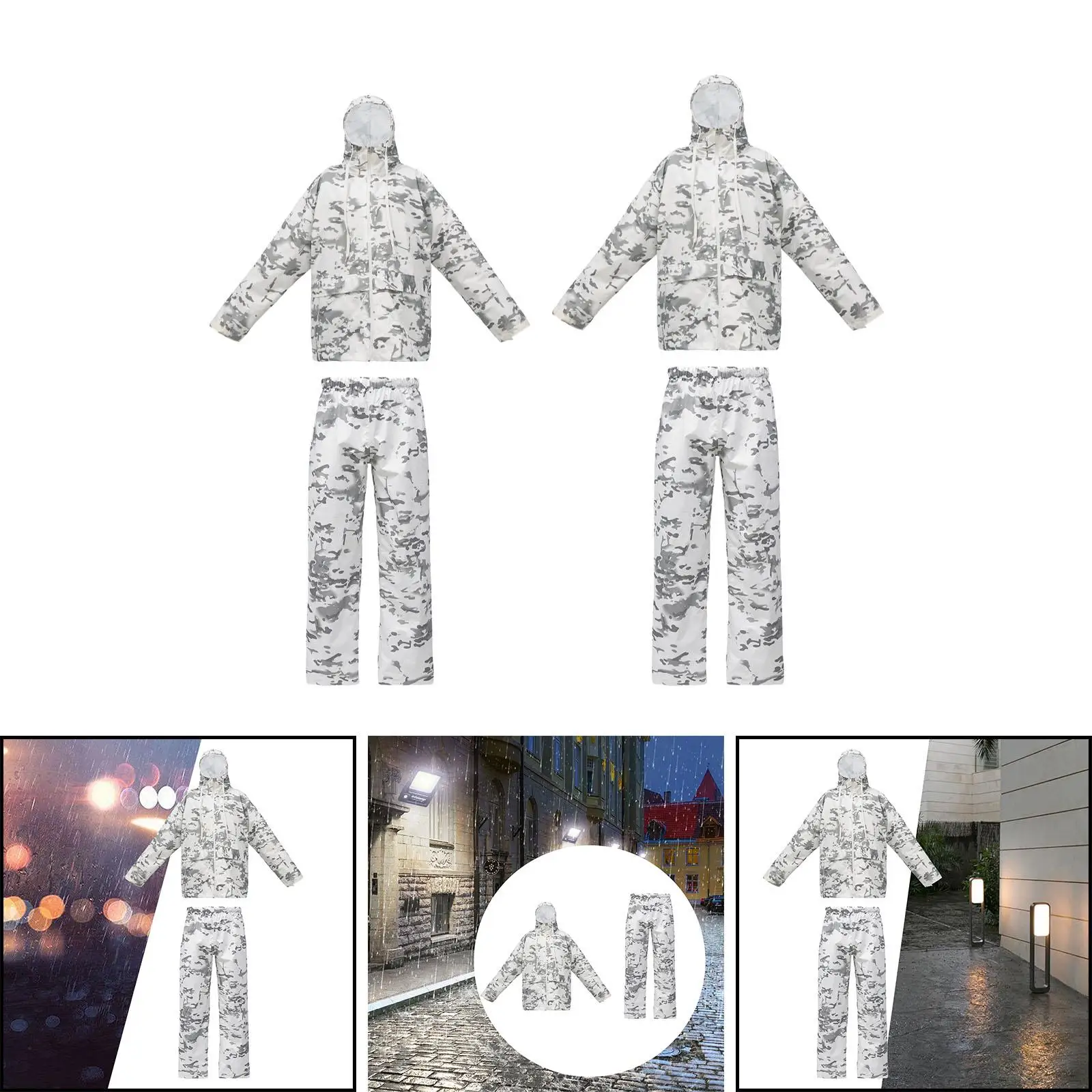 Rain Suit for Men Lightweight Hooded Jacket Workwear Outdoor Rain Coat