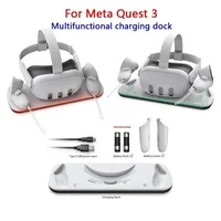 VR Headset Charging Dock for Mate Quest 3 Dual Controller Contact Charger Stand With LED Light For Oculus Quest 3 Charge Station - Image 4