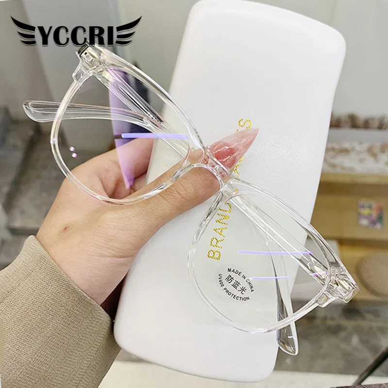 

Transparent Computer Glasses Frame Women Men Anti Blue Light Round Eyewear Blocking Glasses Optical Spectacle Eyeglass YCCRI