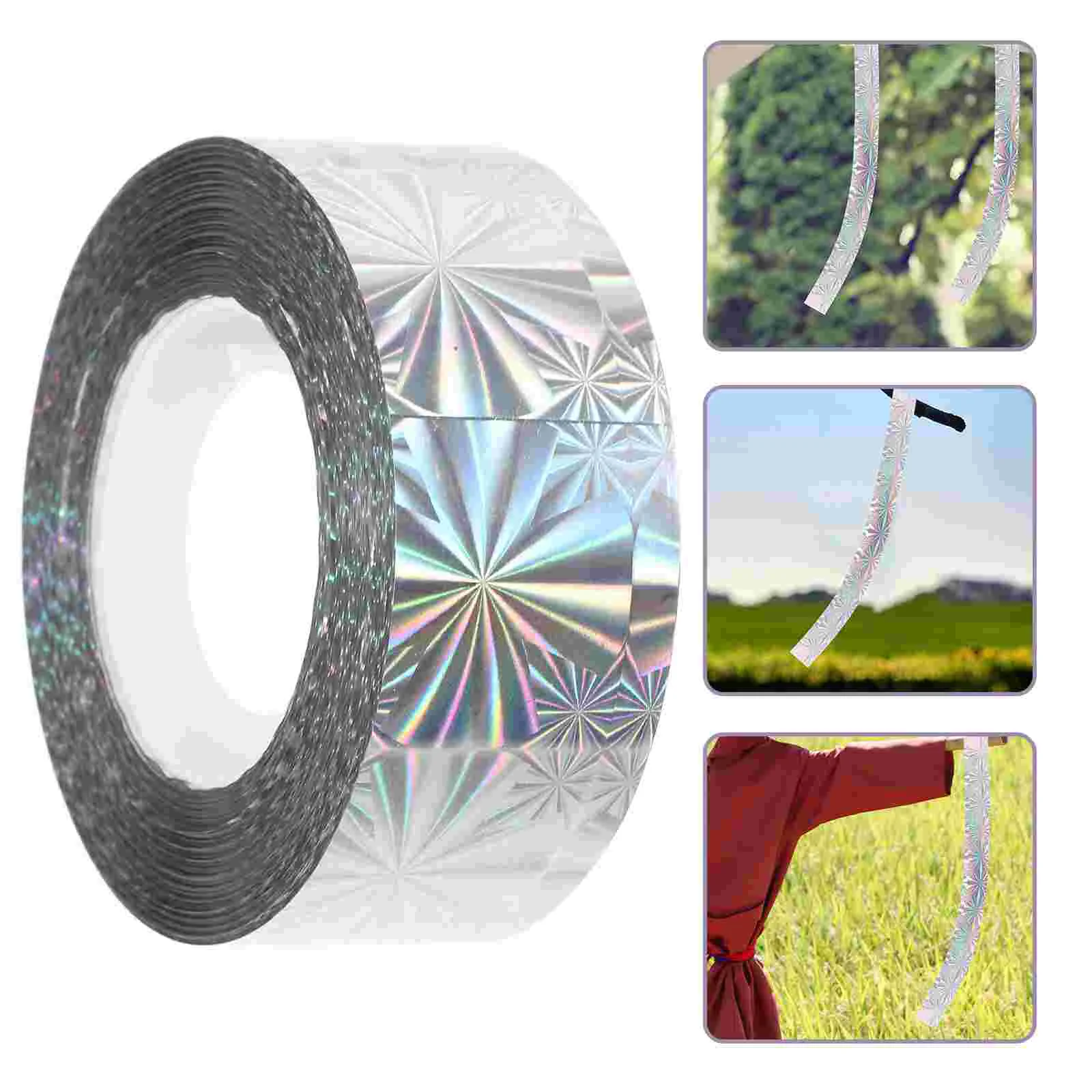

2 Rolls Bird Ribbon Reflective Tape Scaring Devices Tool Suspension Pigeon Tapes