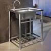 Home Kitchen Sink 304 Stainless Steel Kitchen Sinks with Bracket Integrated Commercial Large Single Washing Sinks for Kitchen 1