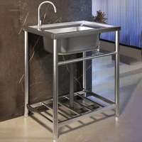 Home Kitchen Sink 304 Stainless Steel Kitchen Sinks with Bracket Integrated Commercial Large Single Washing Sinks for Kitchen 1