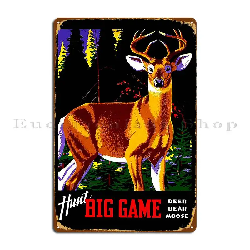 Caccia Vintage Deer Elk Bear Moose Print Metal Plaque Wall Decor Wall Cave Wall Decor Cinema Custom Tin Sign Poster