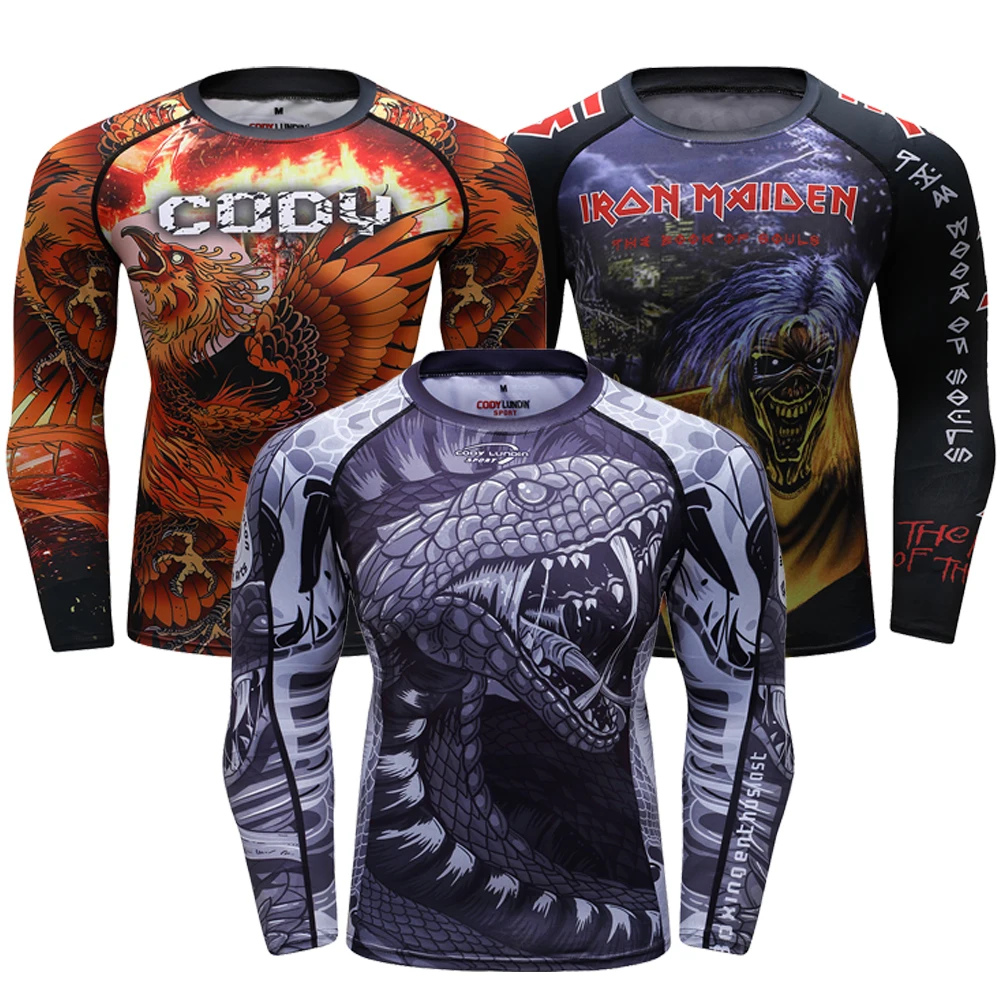 Sports Apparel Sports Jiu Jitsu T-shirt BJJ Rash Guard For Men Bjj No GI MMA Ranked Full Sleeve Compression Clothing Boxing Rashguards Shirts