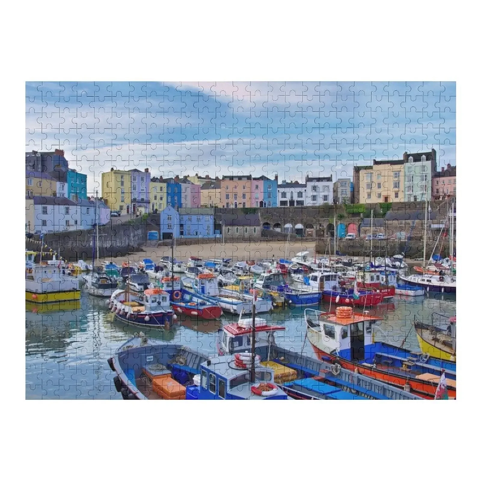 Tenby Harbour Morning Colours Jigsaw Puzzle Custom Wooden Name Baby Wooden Puzzle