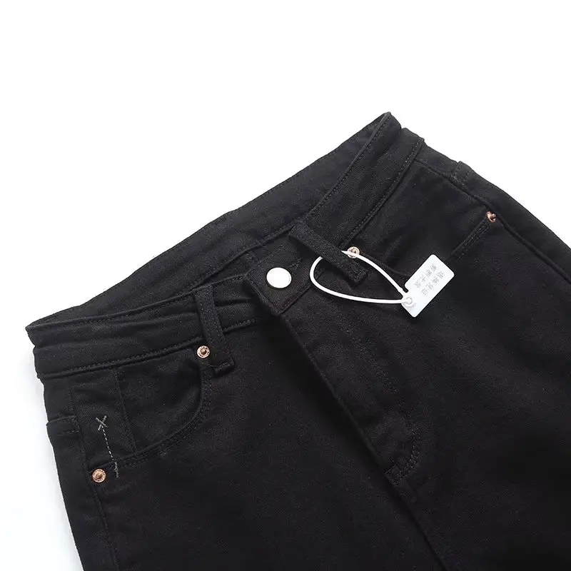 Withered  New Women's Cloth Jeans Women Fashion Black Denim Pants For Winter Plush Warm