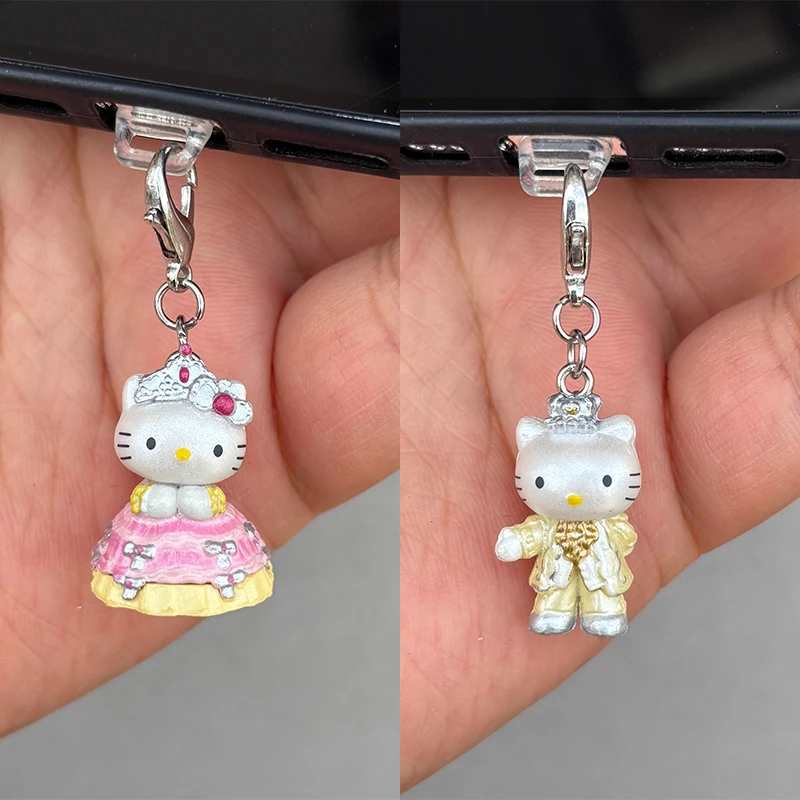 2개입 헬로키티 키체인 귀여운 고양이 펜던트 폰 참 웨딩 반주품 커플 선물