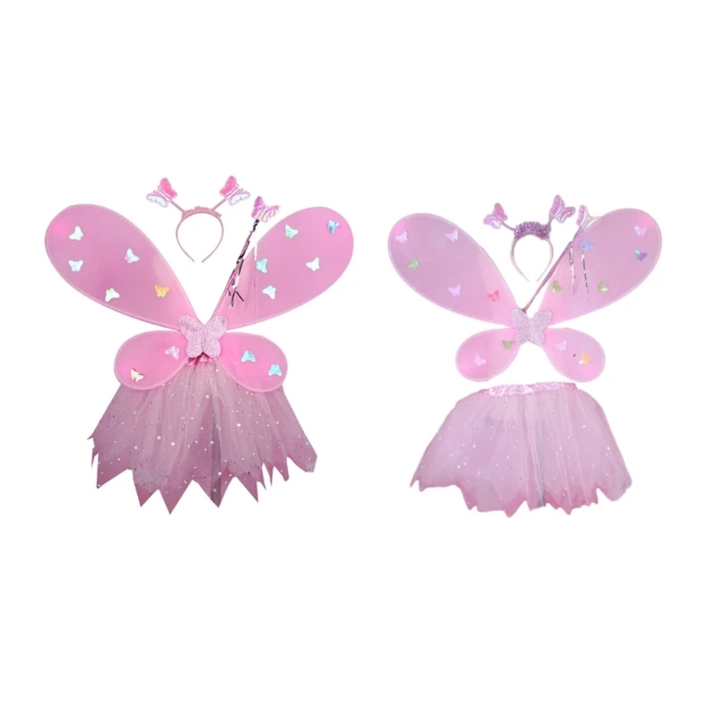 

Adults Child Flashing Wings Skirt Pettiskirt Glow Headband Fairy Set