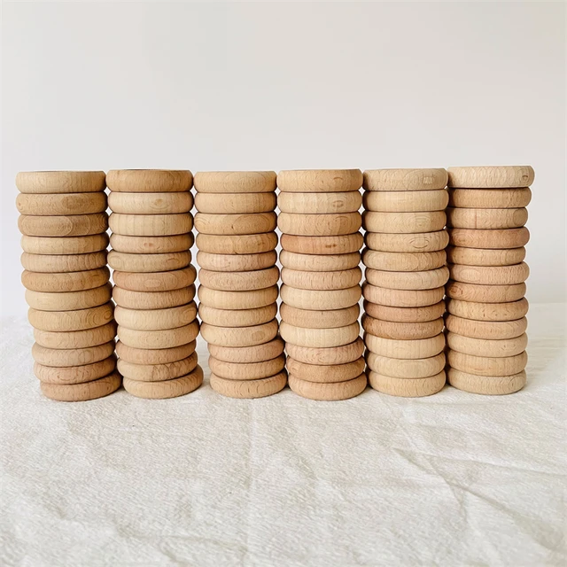 Rainbow Colored Wooden Rings Coins Blocks Kids Open Ended Play Toys Baby Montessori Activity At Home Stacking Game Loose Parts 5