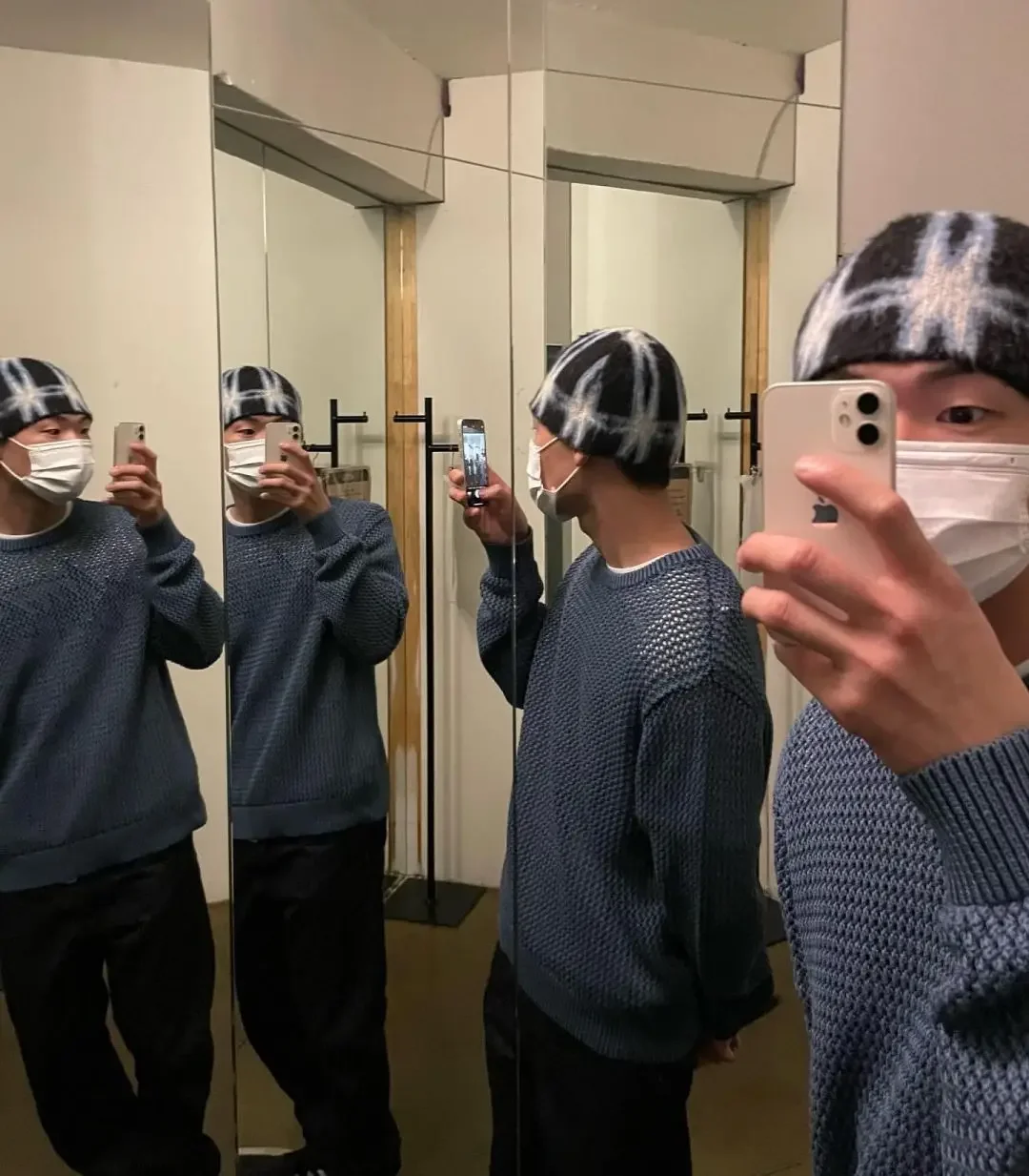 Autumn Vintage Casual Fashion Knitted Skullies Personality Versatile Star Plaid Pattern Knit Hat Cold Hat Beanies 2