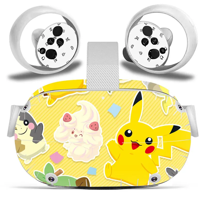 Pokemon Pikachu Mario Vinyl Skin Sticker for Oculus Quest 2 VR Skin Sticker Headset Virtual Reality Decals Protective PVC 