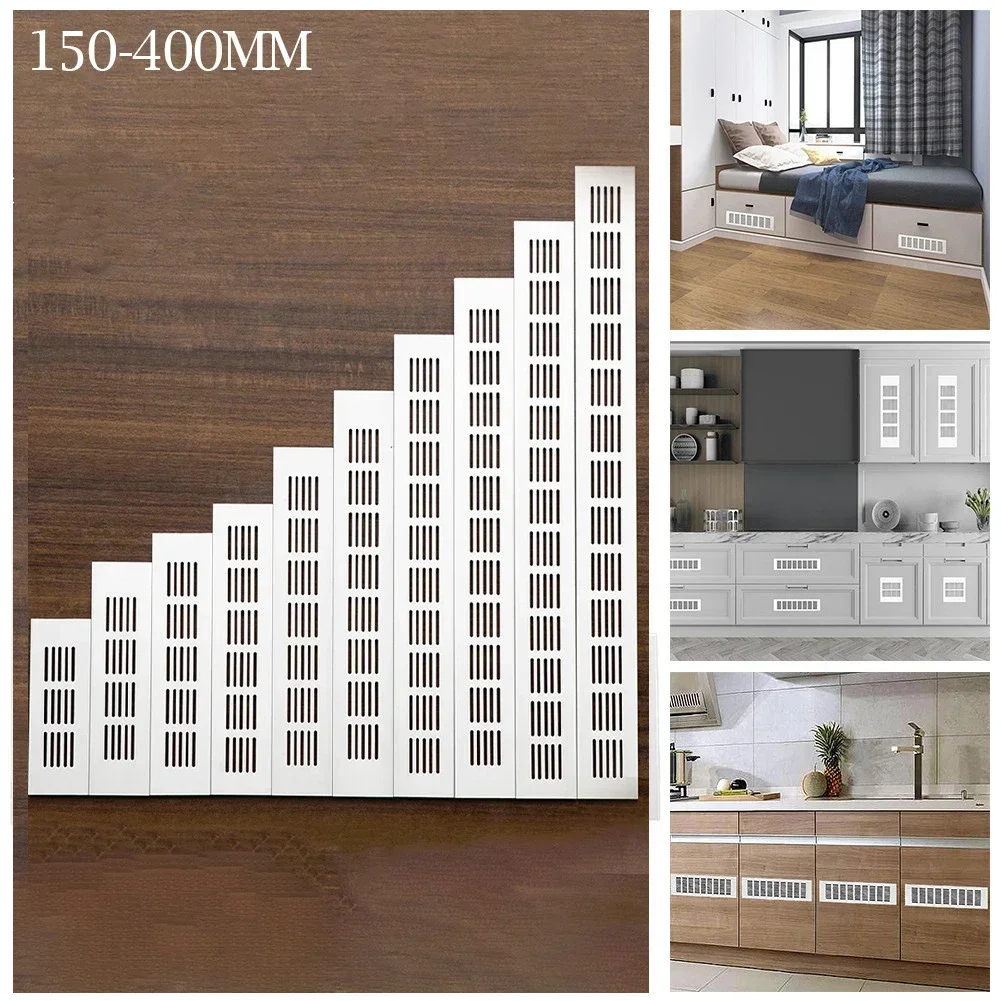 1Pc 60mm White Aluminium Rectangular Cabinet Wardrobe Air Vent Grille Ventilation Cover Plate Grille Vent Perforated Sheet air vent grille ventilation grille air vent cover