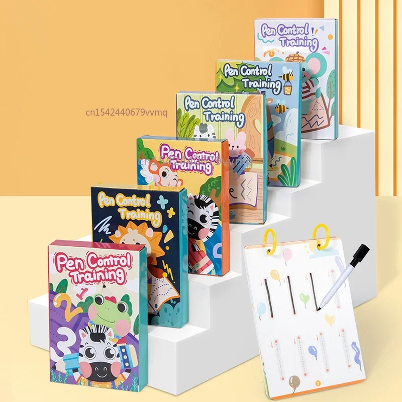 32-Page Kids’ Pen Control Training Kit - Cartoon Bear & Alphabet Practice Book