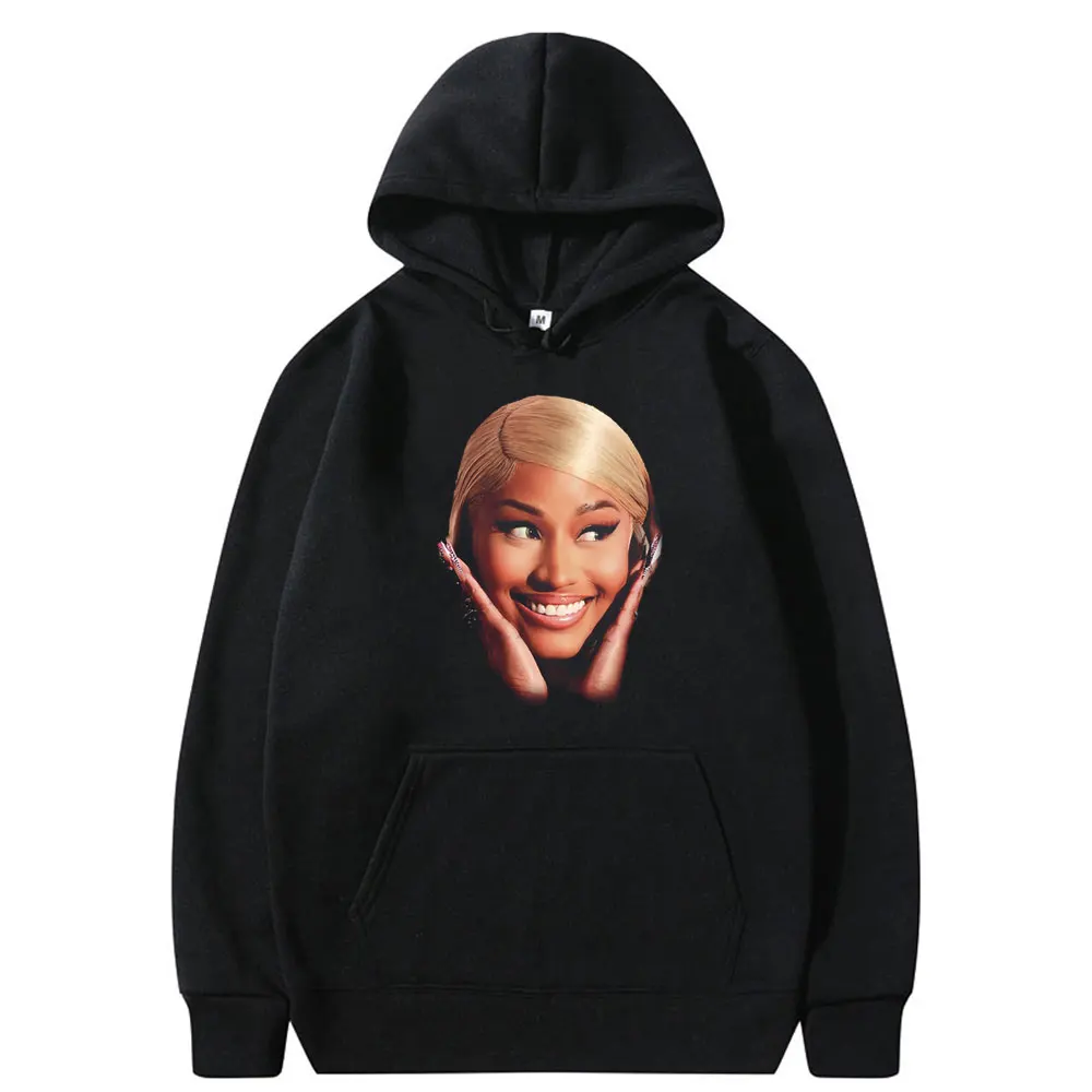 

Rapper Nicki Minaj Head Hoodie Men Women Hip Hop Vintage Hooded Sweatshirt Men's 90s Streetwear Male Fashion Oversized Hoodies