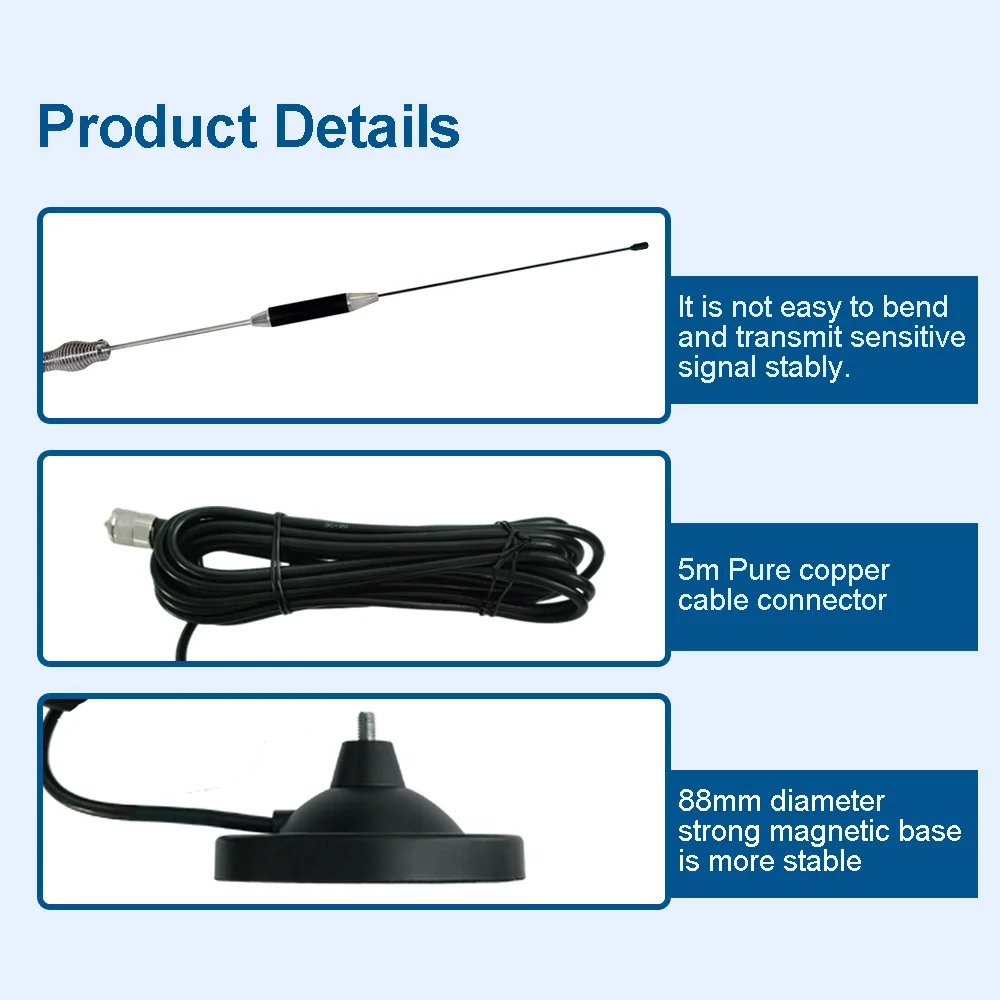 CB Antennas 28 inch Portable Indoor Outdoor CB Radio Antenna with 4 meters Cable Heavy Duty Magnet Mount Mobile Car Radio 27MHZ