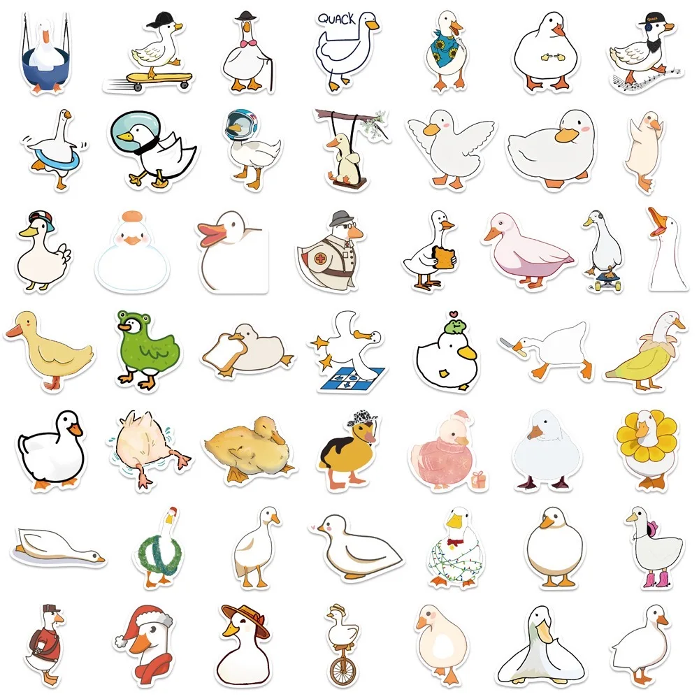10/30/50Pcs Cute Cartoon Animal Duck Stickers Waterproof DIY Phone Notebook Suitcase Laptop Fridge Wall Sticker Kids Toy Gift