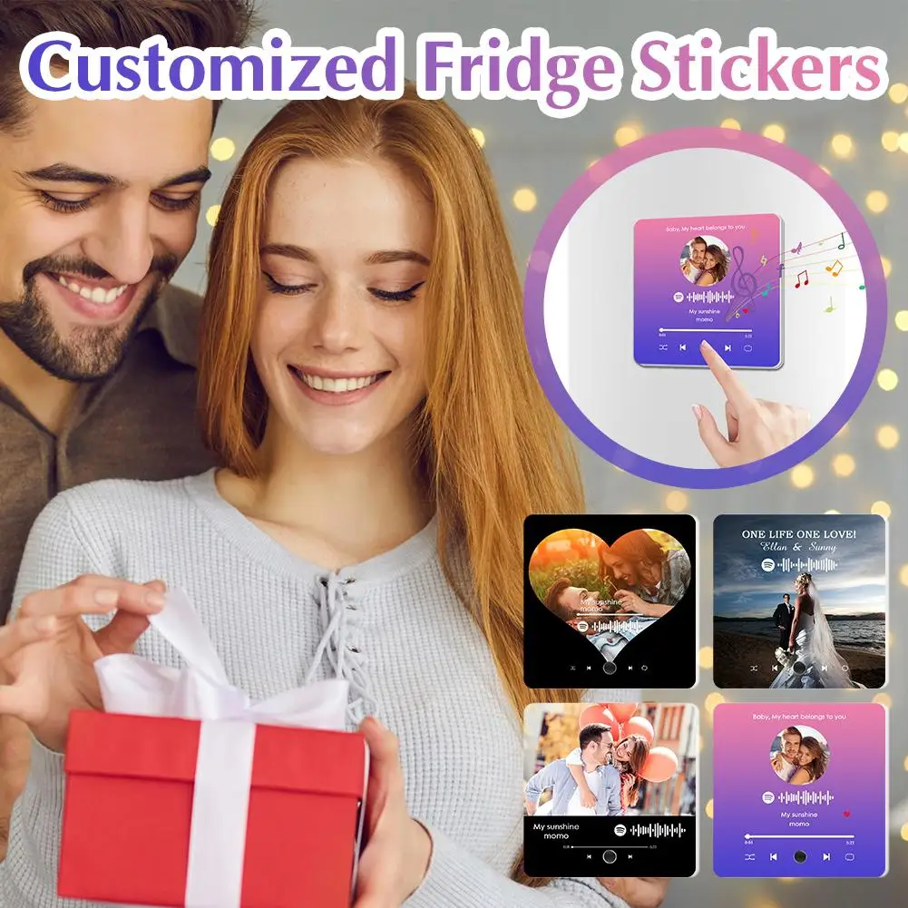 1pc Music Fridge Magnet Acrylic Music Player Personalized Favorite Song Refrigerator Stickers Gift For Lovers