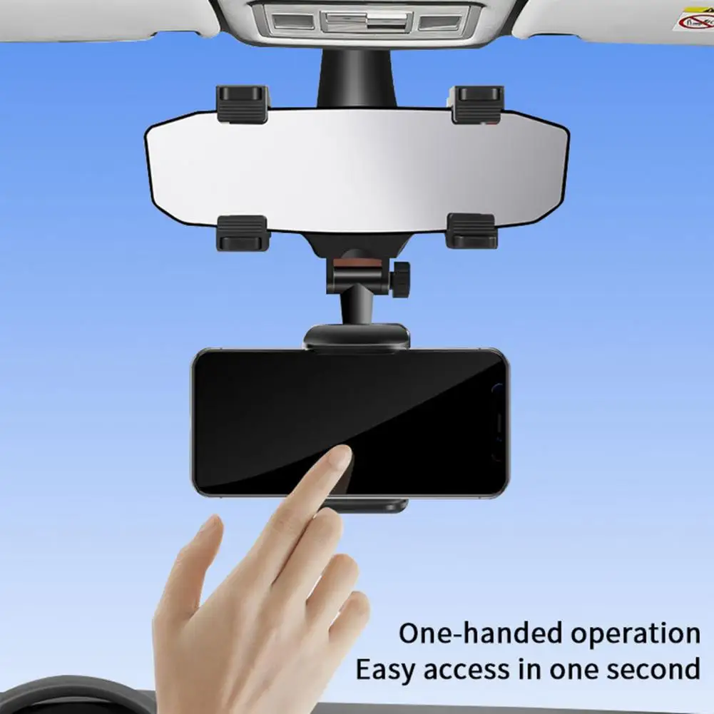 

Rearview Mirror Phone Holder Adjustable 360 Degrees Rotary Lock Knob Hold Cellphone Anti-block Car Phone Bracket Auto Accessorie