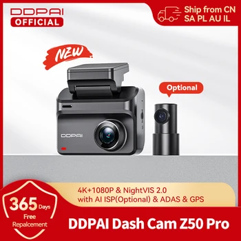 DDPAI Dash Cam Z50 Pro 4K Car DVR Night Vision Voice Control 5GHz Wi-Fi GPS ADAS 24h Parking mode Front and Rear Camera