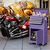 Purple Chest, 5-Drawer Rolling Storage Cabinet with Detachable Top Box, Chest with Universal Lock 2