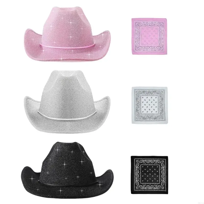 Gleaming Bride Hat Headscarf Cowboy Hats Hairscarf Panama Hat for Party 964A