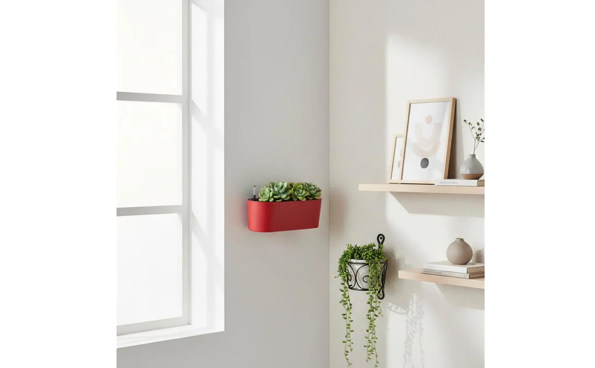 Rectangular Flower Pot with Legs Wall-Mountable Rectangular Hanging Planter Hanging Railing Planter Minimalist Design for Office