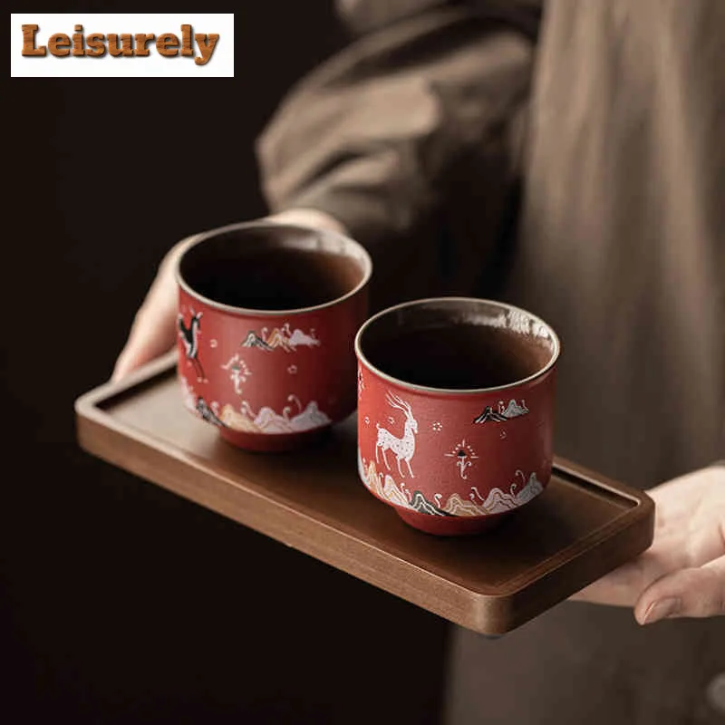 2pc/set Forbidden City Teacup Luxury Tea Bowl Beautiful Tea Cup Tea-tasting Personal Cup Chazhan Master Cups Wedding Gift Box