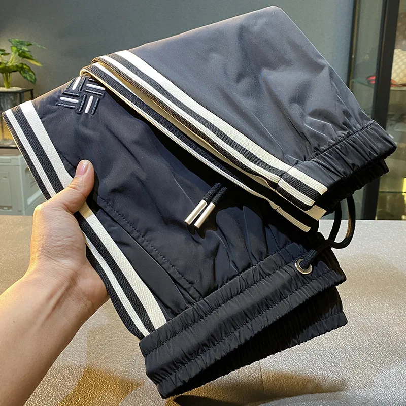 Summer Ultra-Thin Ice Silk Quick Drying Sports Running Fashion Cool Straight Leg With Simple Side Lines For Men  Casual Pants