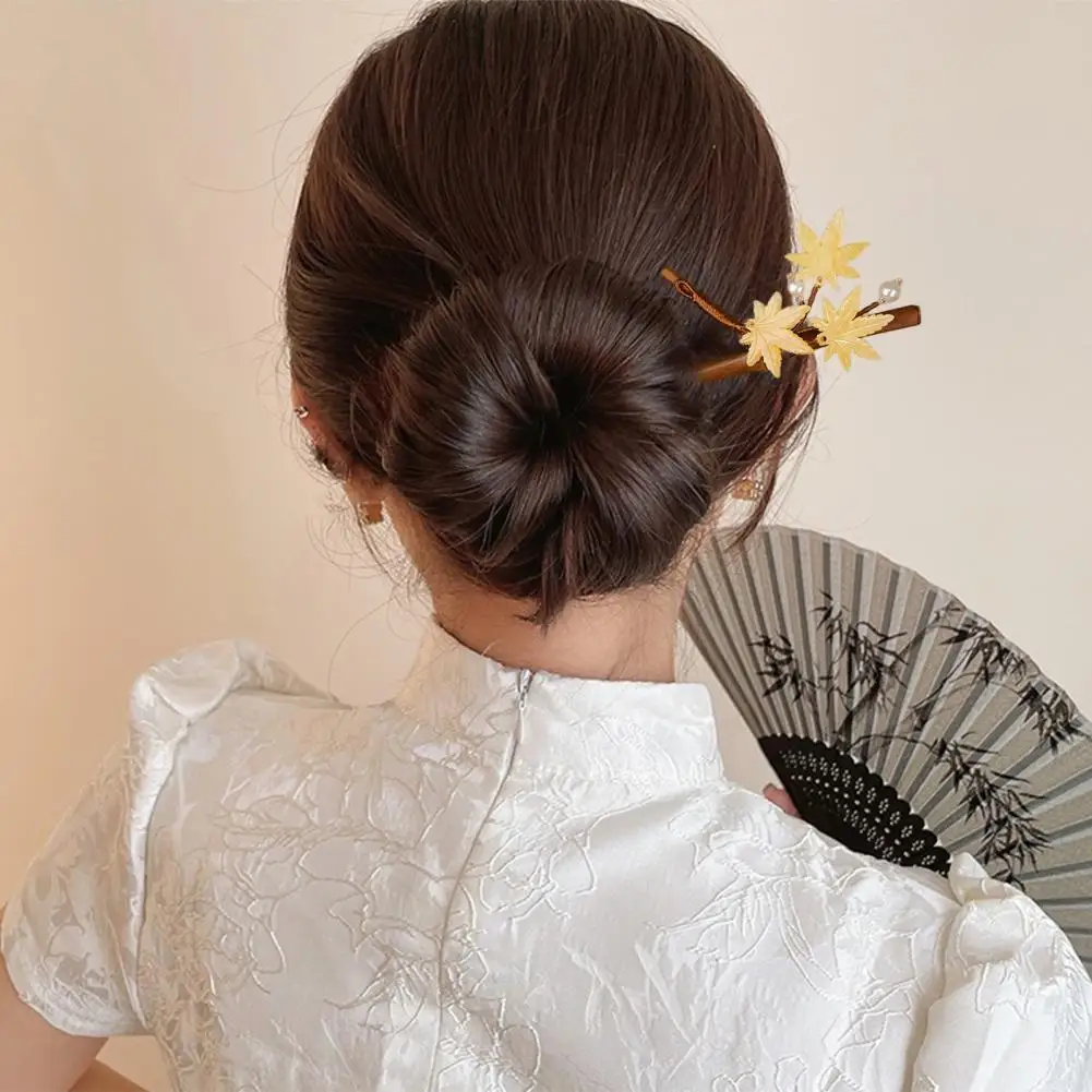 Hair Wand Handmade Chinese Style Hair Stick with Faux Pearls Flower Decor Retro Wooden Hairpin for Long Hair Classic Chopstick european retro wooden table storage box jewelry organizer small wooden storage case lock jewelry necklace bracelet gift holder