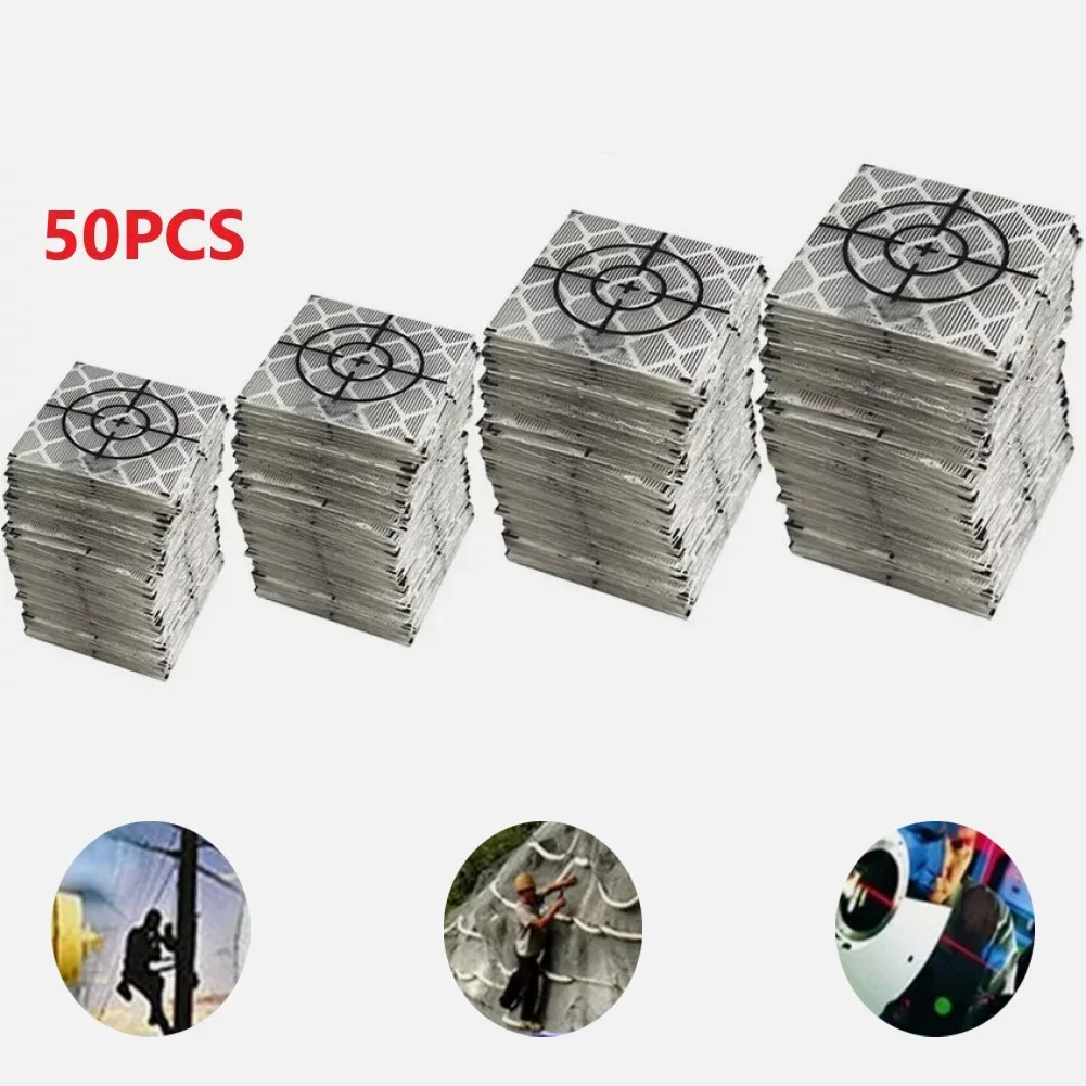 50pcs Total Station Reflector Silver Reflective Target Total Station Measurement For Surveying Reflective Sticker
