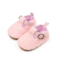 Winter Warm Baby Fleece Shoes Infant Girls Boys Non-slip Booties Soft Sole Rubber Cute Contrast Color First Walking Shoes 5