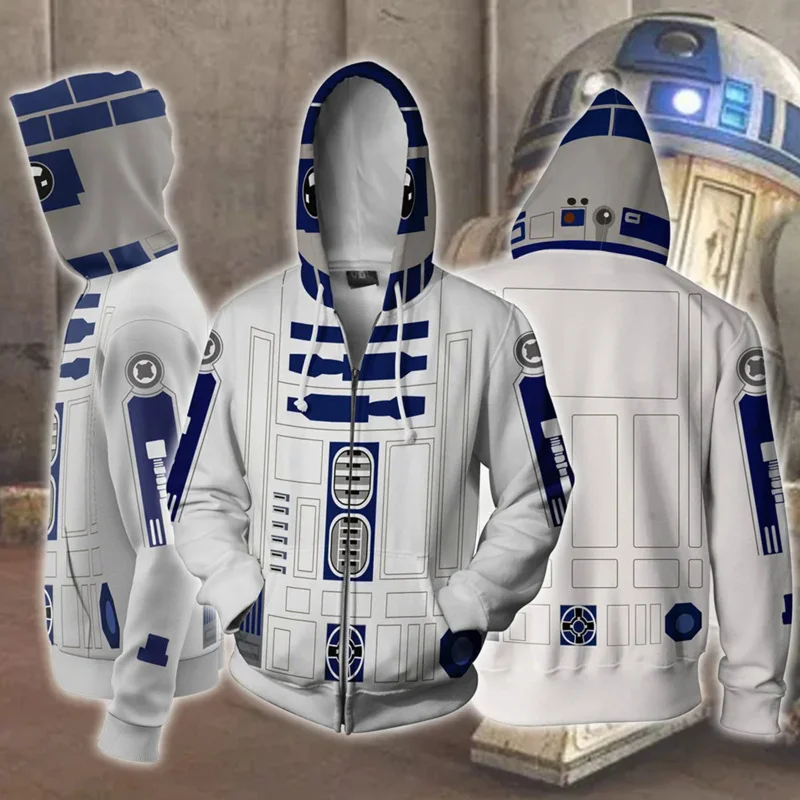 R2-D2 Robot Felpe Con Cappuccio Robot Felpe R2-D2 Costume Cosplay Darth Vader Storm Trooper Giacca Con Cerniera Uomo Donna Top