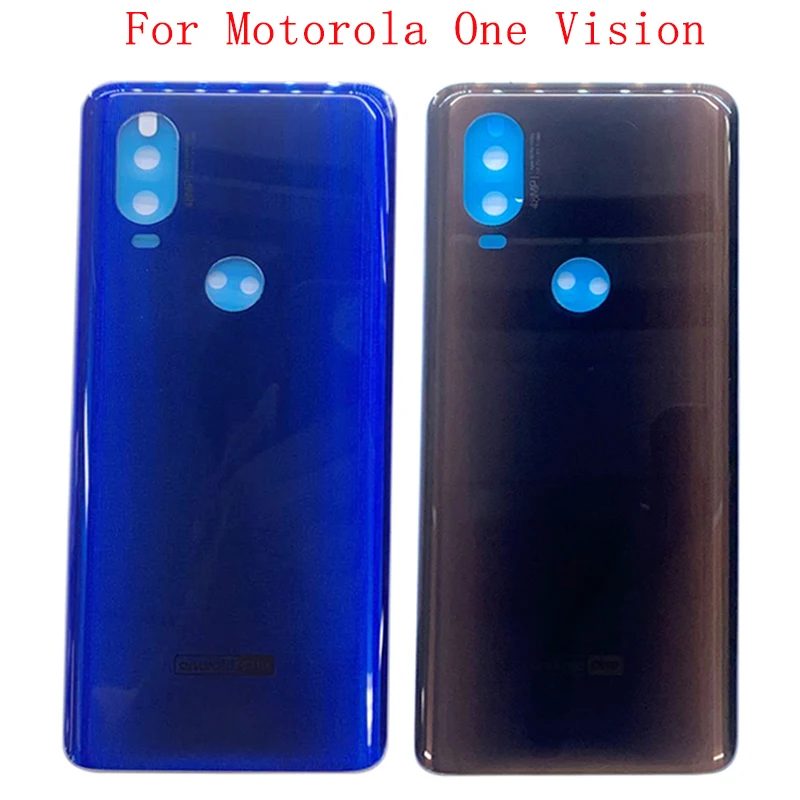

Крышка батарейного отсека, задняя крышка корпуса для Motorola One Vision, задняя крышка с клейкой наклейкой, запасные части