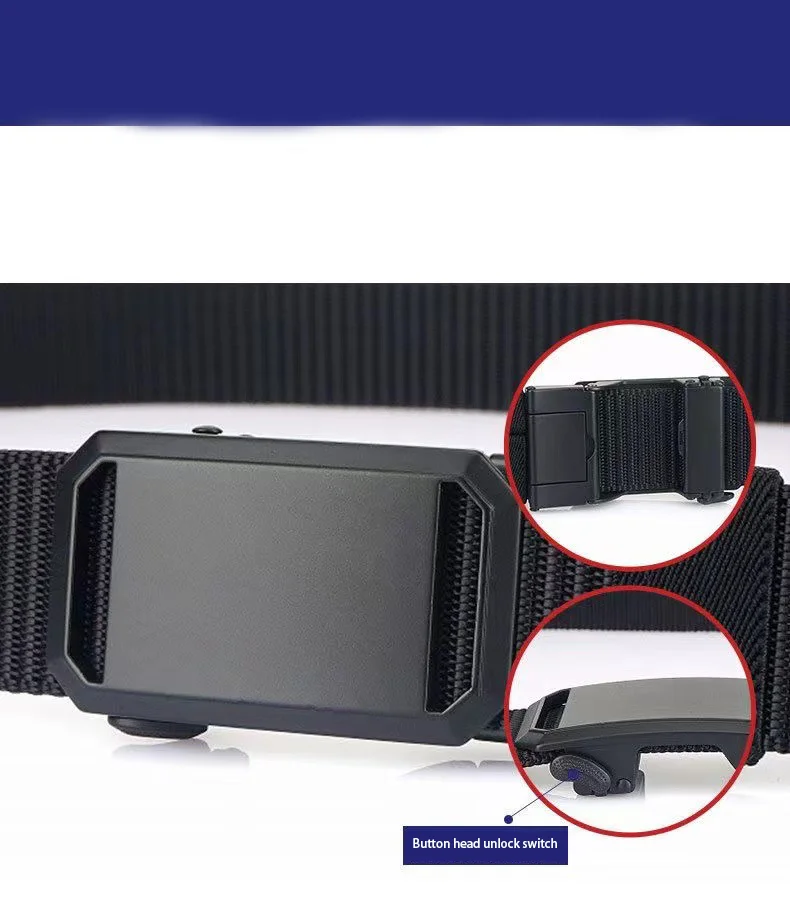 Nylon gürtel atmungsaktive Gürtel für Männer taktischer Gürtel automatischer Schnallen gürtel Outdoor koreanischer Segeltuch gürtel Student Trend vielseitiger Gürtel – Detail 8