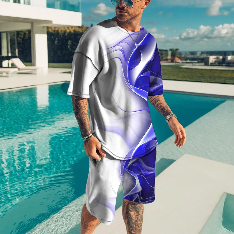 Men's Summer Oversized T Shirts Fashion Streetwear Men's Clothing Short Sleeve Sets 3D Printed High Quality Sportswear