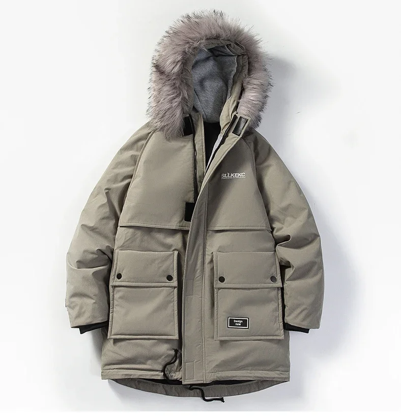 

Winter Men Warm Parkas with Fur Collar Outdoor Sports Coat Mens Casual Windproof Hoodie Coats Jackets jaqueta masculina inverno