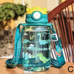 Cute 650ml BPA - Free Leakproof Kids Water Bottle with Straw - Portable and Perfect for School or Outdoor Adventures (C)