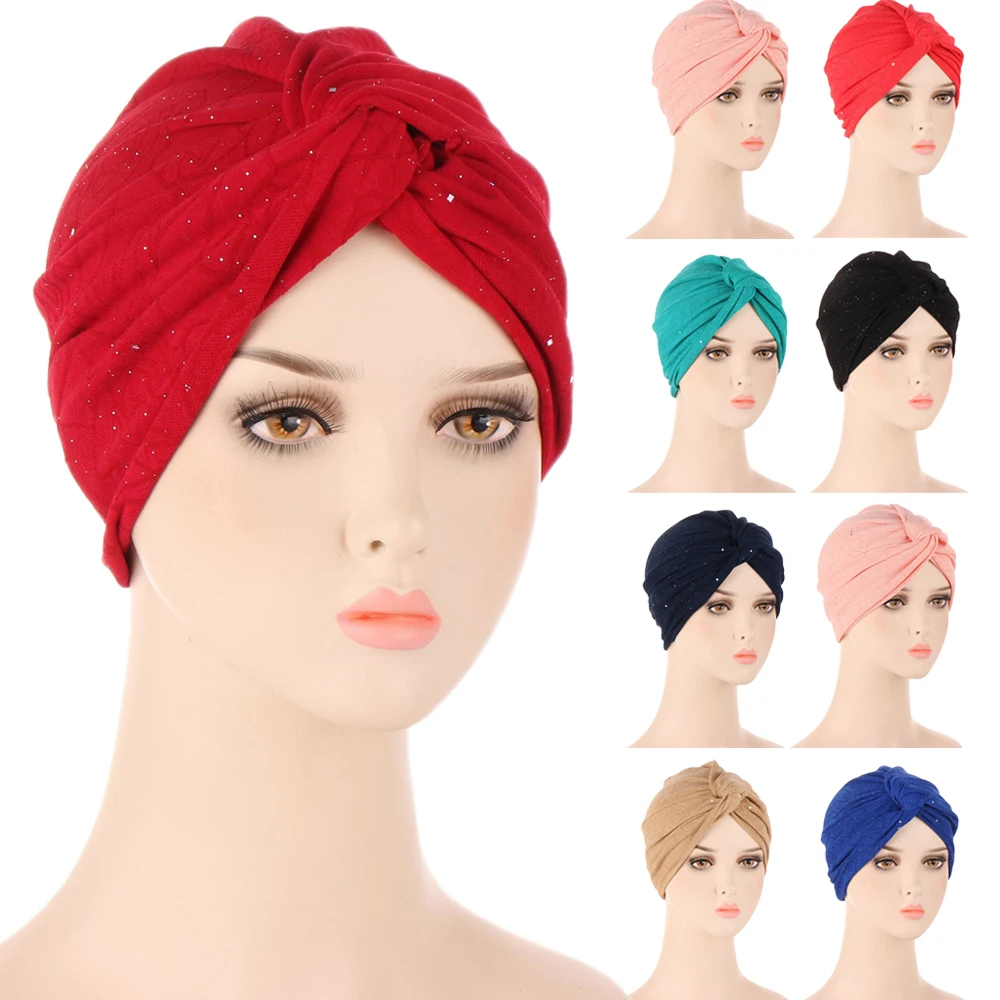 Copricapo Berretto Berretto Berretto Twist Knot Turbante Donna Chemio Head Wrap Soft Stretch Hair Loss Bonnet Foulard Fascia Turbante Mujer