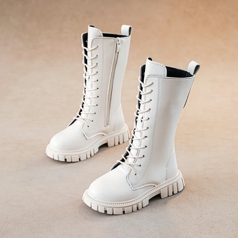 Elegant Zipper Baby Girl Fashion Boots Autumn/ Winter Warm Thick Sole Round Casual Lace Up Comfortable Children's Midsole Boots S619e443f632d4072892e0b092260f0fag