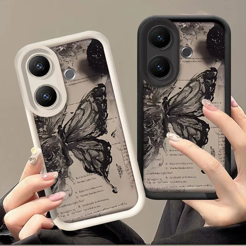 Flexible Silicone Shockproof Case with Scrawl Butterfly Print Pattern