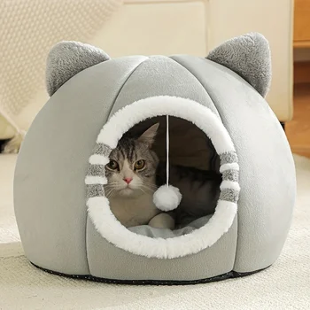 Cozy Cat Bed Cave with Soft Mat for Pets