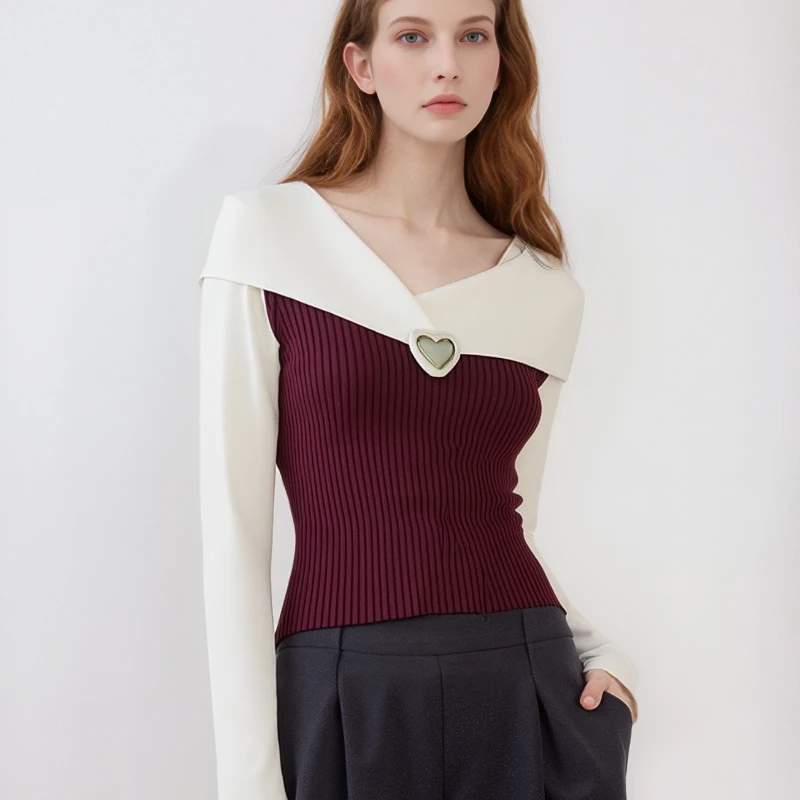 Fashion Autumn and Winter Women's V-neck Button-decorated Long-sleeved Sweater 2025 New Knitwear Elegant Bottoming Shirt