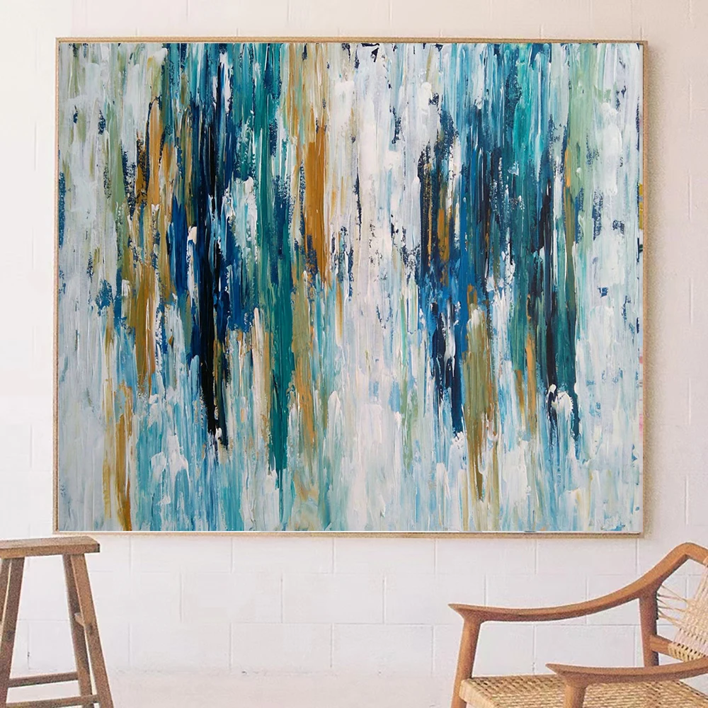 

Oversize Handmade Green White Brown Abstract Painting Texture Canvas Painting Modern Contemporary Painting For Home Office Decor