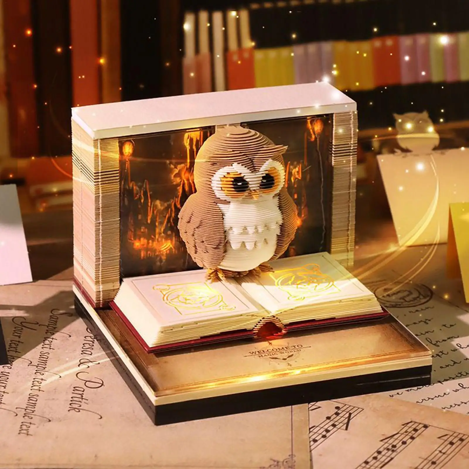 3D Calendar Memo Pad 2026 3D Tear-Away Paper Carving Art Memo Pad Notepad Owl-Shaped Tear Away Carving Time Piece Notepad