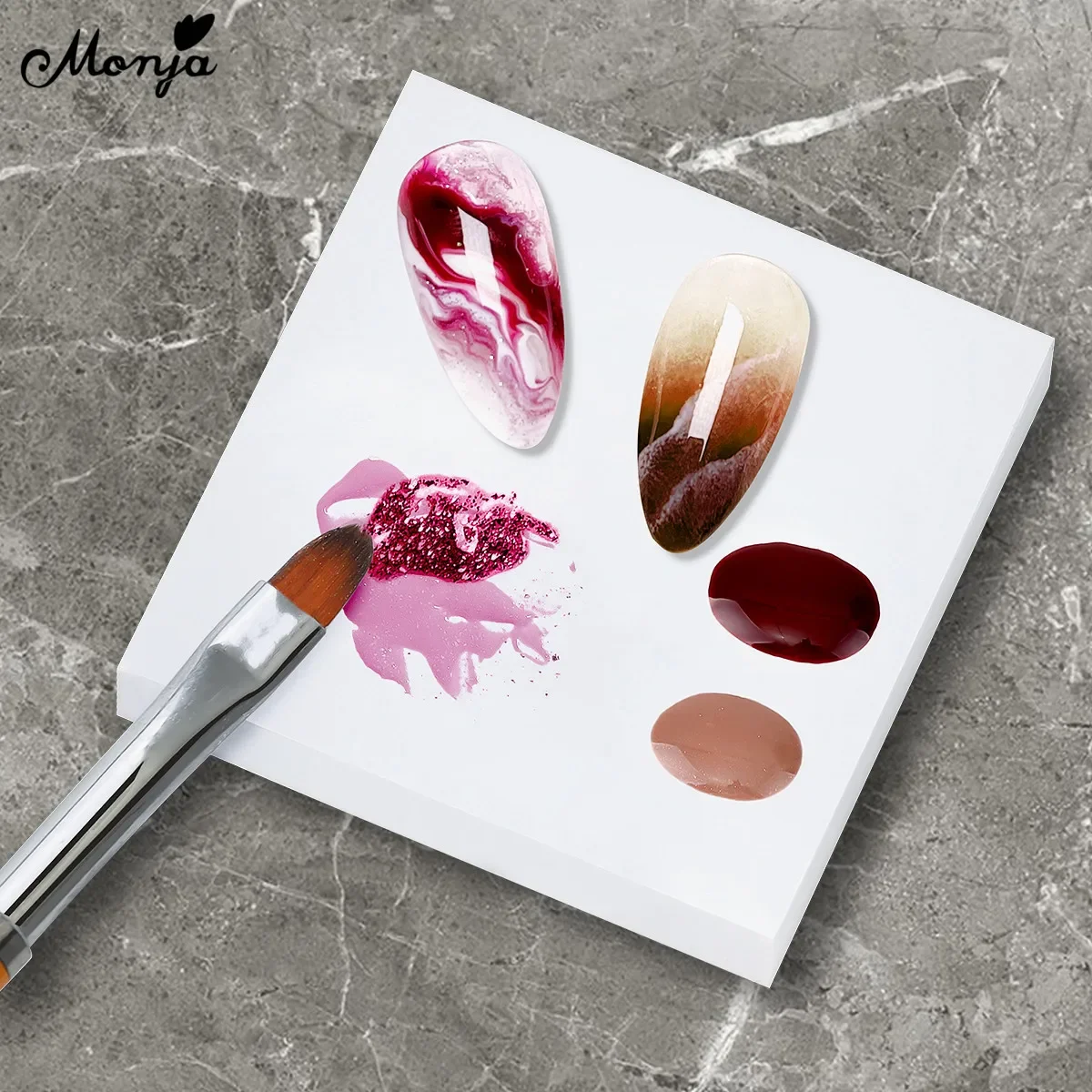 Monja 50pcs Nail Paper Painting Palette Disposable Waterproof Sticker UV Gel Color Polish Mixing Drawing Display Manicure Tools