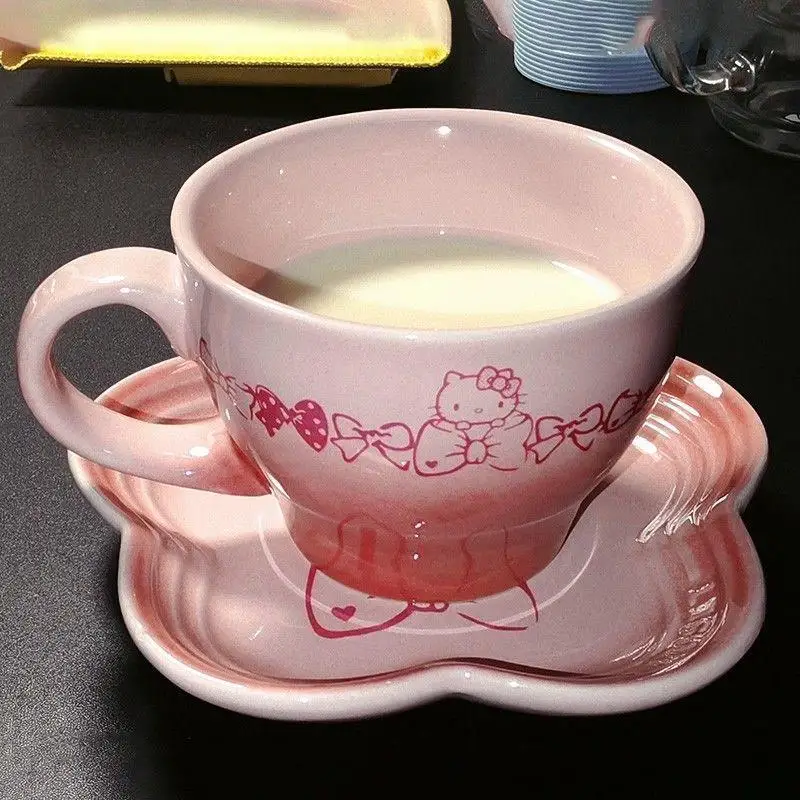 

Кофейная чашка HelloKitty Kawaii Sanrio с японским мультяшным рисунком, Кружка для офиса, симпатичная керамическая чашка для девочек, подарок