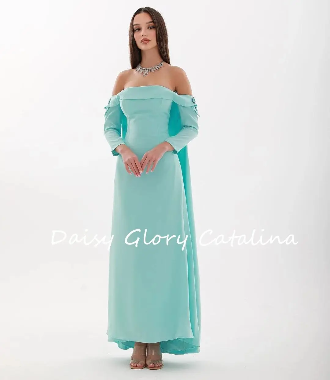 

Green Prom Gown For Women 2024 Saudi Arabia Evening Dresses Off Shoulder Party Formal Long Occasion Suitable Request Wedding