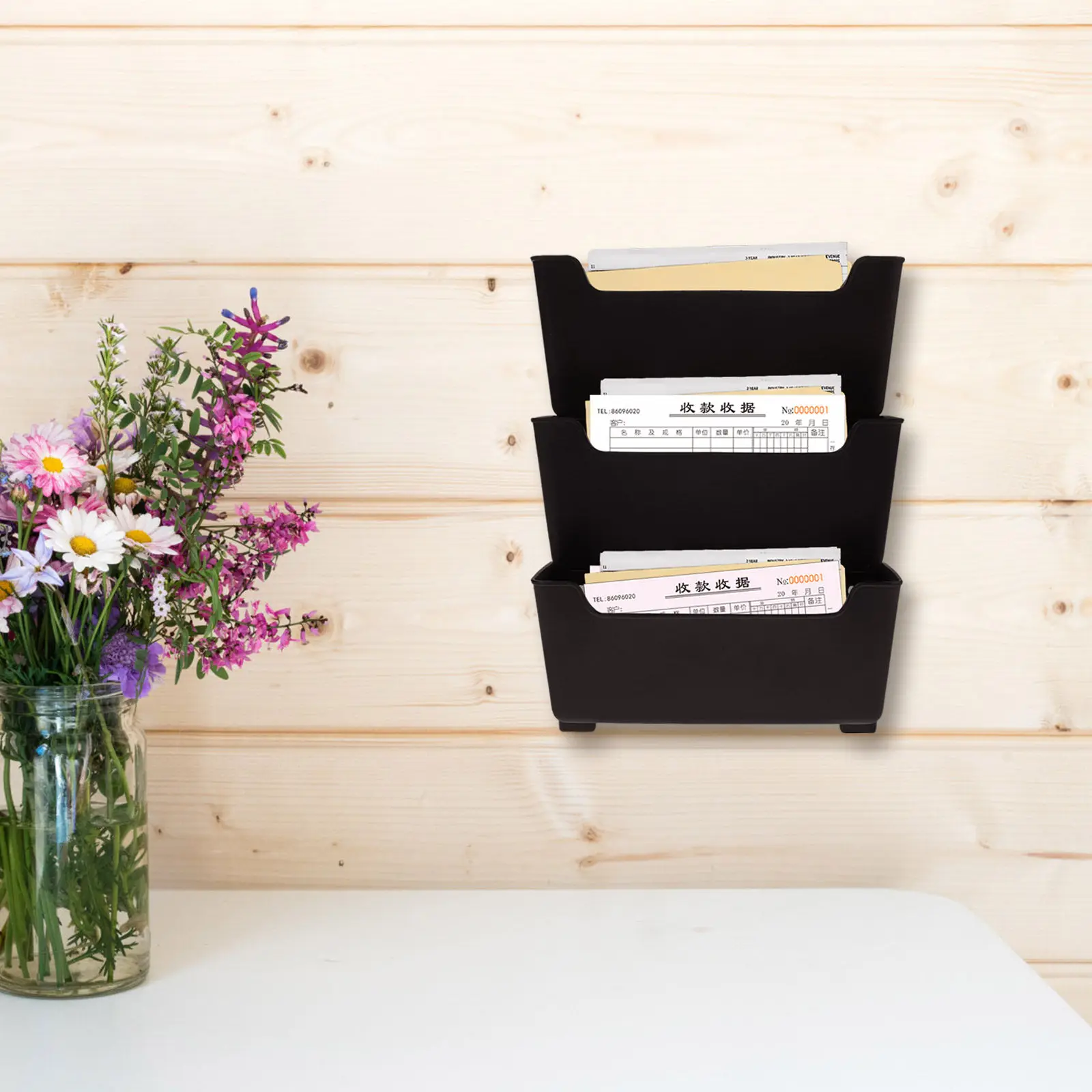 1세트 벽걸이 파일 정리함 투명 플라스틱 벽걸이형 우편물 문서 보관함 잡지 홀더 사무실 종이 진열대